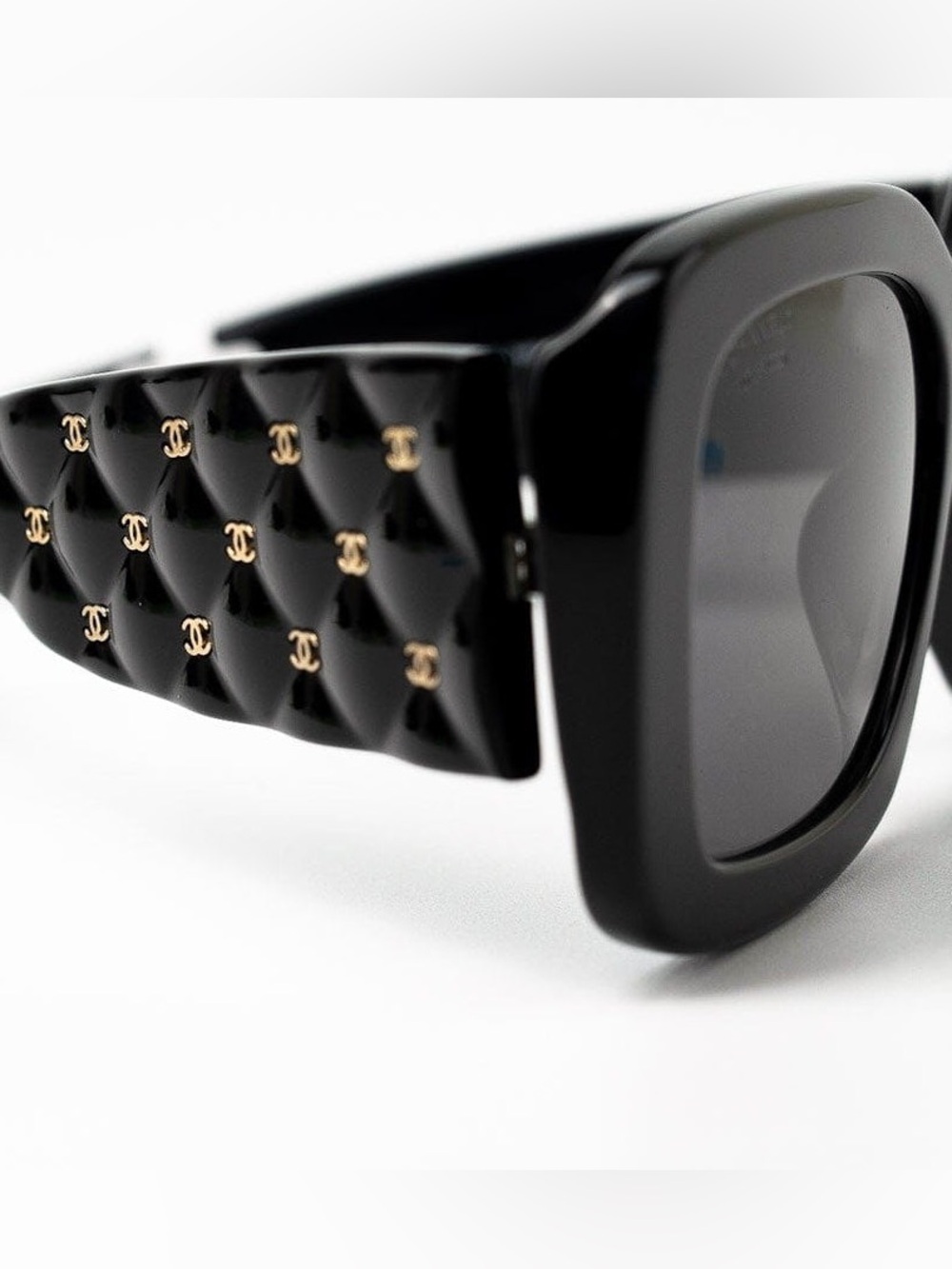 Chanel Sunglasses Polarized Black Quilted Gold CC NWT NIB w Case Box Auth Card
